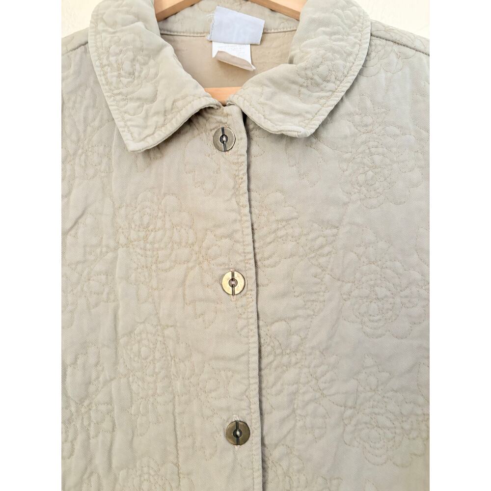 Better Than Basic Beige Quilted Jacket Button Fro… - image 3